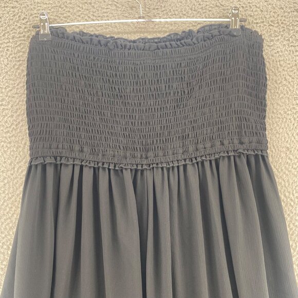 Torrid Jumpsuit Women 3 US 3X Black Smocked Tube Strapless Ruffle Wide Leg Gauzy - Picture 4 of 11